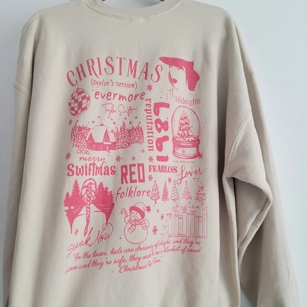 Merry Swiftmas Adult XL Cream Pullover Crewneck Pullover Sweatshirt‎